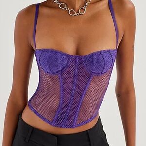 Urban Outfitters Purple Mesh Chemise